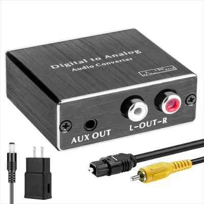 Digital To Analog Audio Converter With Optical And Coaxial Input And RCA Output