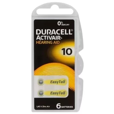 Hearing Aid Duracell Battery size 10 Zinc Air – 6pcs