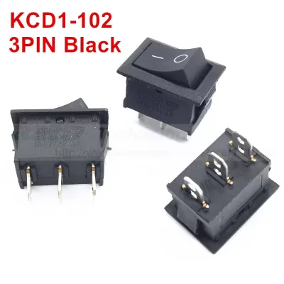 KCD1-102 ON OFF 3Pin 6A 250V Black Button Rocker Switch 15*21MM