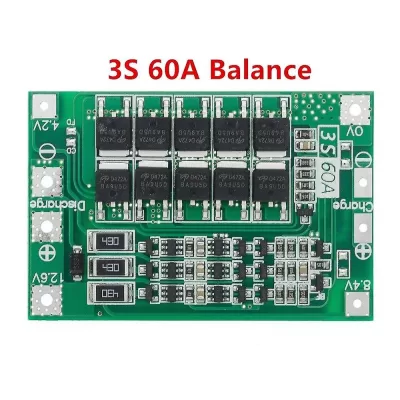 3S 60A 11.1V Lithium Battery BMS Charger Protection Board For Drill Motor 11.1V 12.6V Balanced version