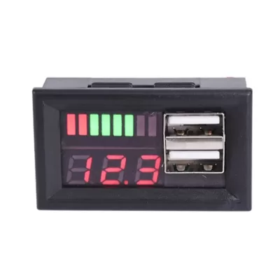 Digital Display Voltmeter for Lead Acid Battery with Quick Charger DC12V to USB 5V2A RED LED