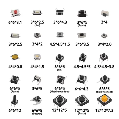 125pcs 25 Types Assorted Micro Push Button Switch kit