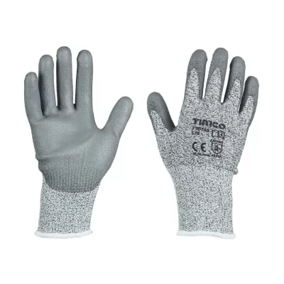 PU cut protection glove with HPPE fibres