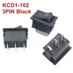 KCD1-102 ON OFF 3Pin 6A 250V Black Button Rocker Switch 15*21MM