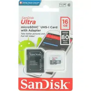 SanDisk 16GB Ultra microSDHC Memory Card C10 UHS-I + ADP