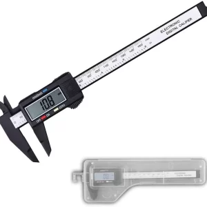 0-150mm Carbon Fiber Digital Caliper 6-inch with Plastic Box