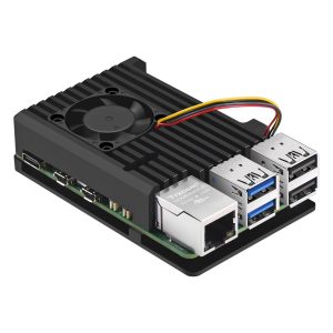 Raspberry Pi 5 Aluminum Case with Fan Silicone Heatsink