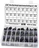 500Pcs Electrolytic Capacitor Assorted Kit 24 Values 0.1UF-1000UF 16-50V Mix with Storage Box