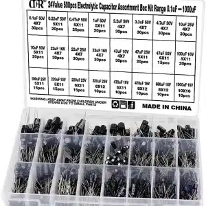 500Pcs Electrolytic Capacitor Assorted Kit 24 Values 0.1UF-1000UF 16-50V Mix with Storage Box