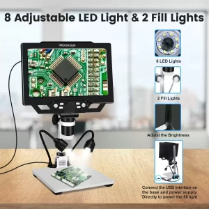 Portable 9 inch LCD digital microscope 1-1600x