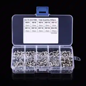340pcs M3 (3mm) A2 Stainless Hexagon Screws With Hex Nuts Assortment Kit