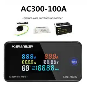 KWS-AC300 Digital AC Voltmeter Wattmeter Power Current Energy Ammeter Temperature Humidity Meter Voltage Tester 0-100A With Closure Core CT