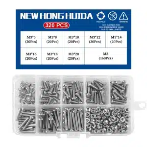320pcs M3 Stainless Steel Round Head Cross Screw Set