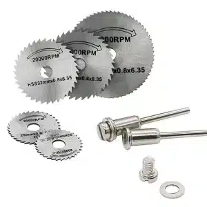 Mini HSS Circular Saw Blade Rotary Tool Discs with 2 pcs Mandrel Rod 6mm 22/25/32/35/44*0.8*6.35mm