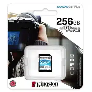 Kingston SD Memory Card 256GB SDXC Canvas Go Plus 170MB/s C10 U3 V30 + ADP