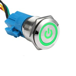 12v 16mm Metal push button switch with LED Momentary Reset - Green