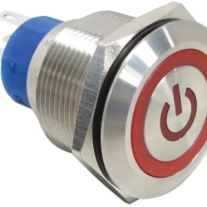 12v 16mm Metal push button switch with LED Momentary Reset - Red