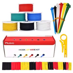 Plusivo 18 AWG Hook Up Stranded Silicone Wire Kit - 6 Colors - 5m each