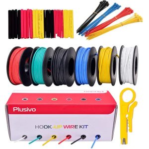 Plusivo 22 AWG Hook Up Solid PVC Wire Kit - 6 Colors - 10m each