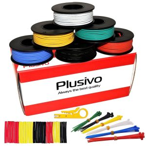 Plusivo 20 AWG Hook Up Solid PVC Wire Kit - 6 Colors - 7m each