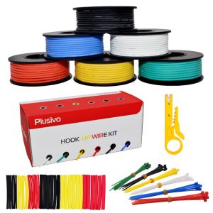 Plusivo 24 AWG Hook Up Stranded Silicone Wire Kit - 6 Colors - 9m each